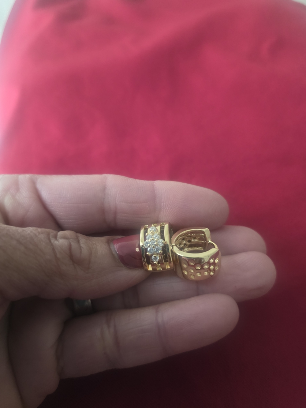 Gold-plated. Huggie Hoop Earrings with Crystal Accent
